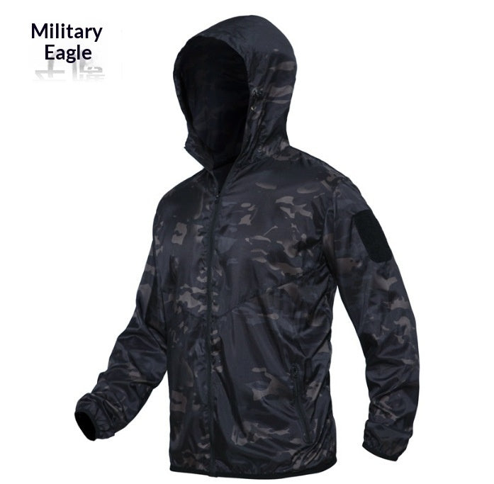 Quick-drying Camouflage Skin Suit Tactical Hooded Outdoor Windbreaker With Breathable Design