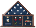 Memorial Flag Case, Three Bay shadow box perfect size case for a your mantle, holds a ample amount of memorabilia.