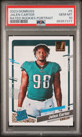 Graded 2023 Panini Donruss Jalen Carter #5 Rated Rookies Portrait Rookie RC Football Card PSA 10 Gem Mint