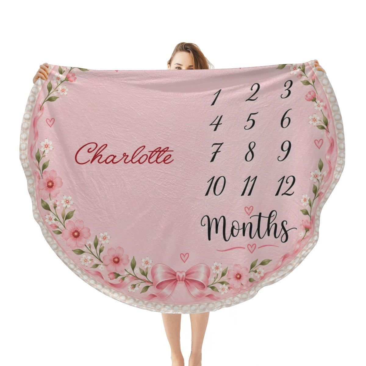 Personalized Baby Milestone Round Blanket – Add Your Baby's Name