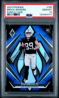 Graded 2024 Panini Phoenix Brock Bowers #165 Purple Fade Rookie RC Football Card PSA 10 Gem Mint