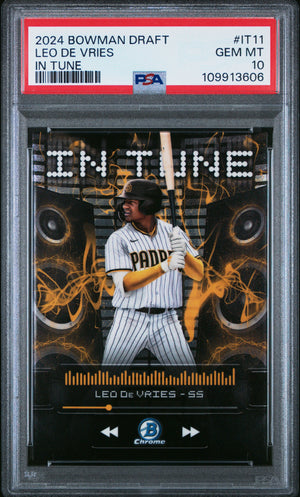 Graded 2024 Topps Bowman Draft Leo De Vries #IT11 In Tune Rookie RC Baseball Card PSA 10 Gem Mint