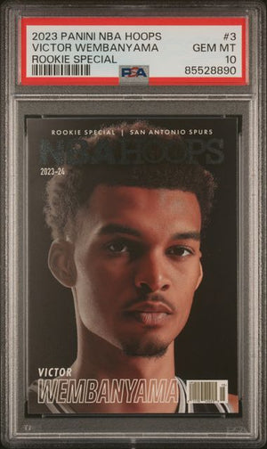 Graded 2023 Panini NBA Hoops Victor Wembanyama #3 Rookie Special Rookie RC Basketball Card PSA 10 Gem Mint