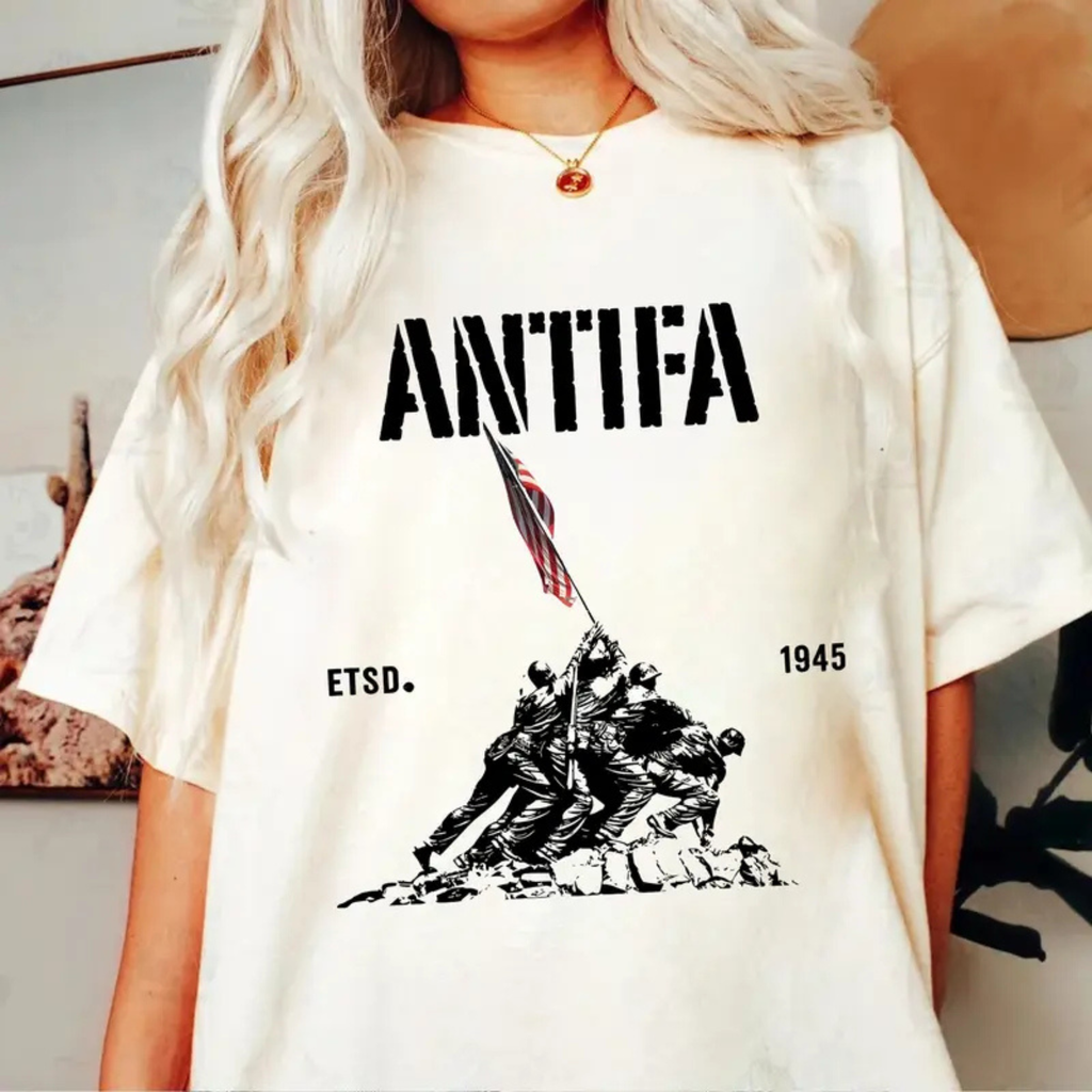 "Antifa Est. 1945" Bold Graphic Tee – Patriotic Fight Fascism Shirt
