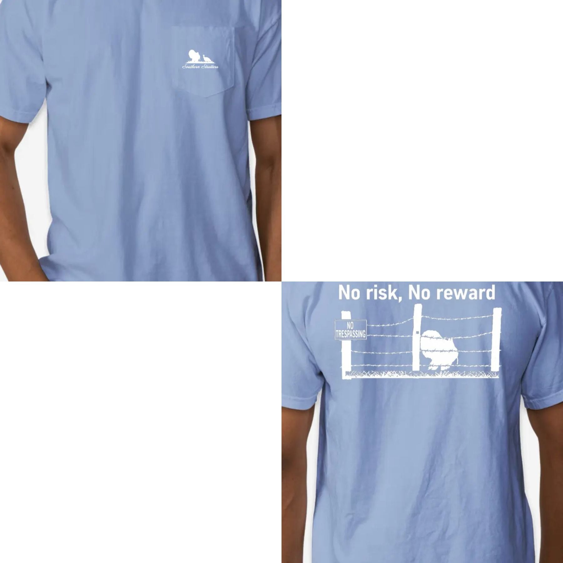"No Risk No Reward" Wild Turkey Hunting T-Shirt – Vintage Strutting Turkey Graphic Tee, Premium 100% Cotton Hunter Gift, Made in USA