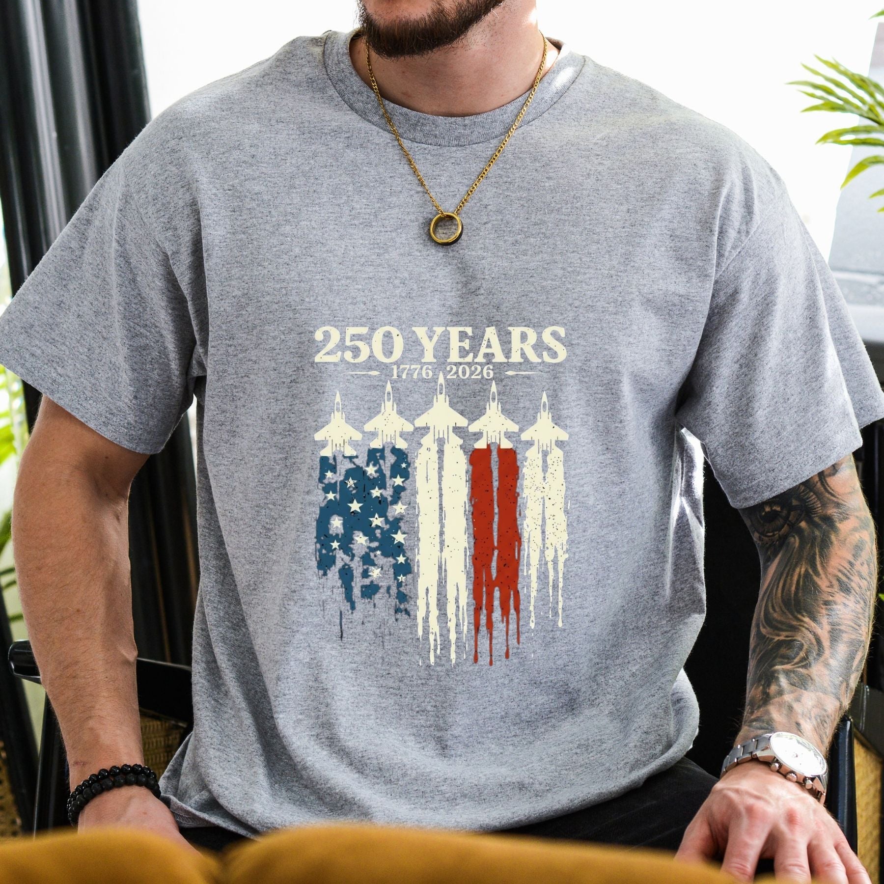 "USA 250th Anniversary" Vintage 1776–2026 T-Shirt – Semiquincentennial Retro Patriotic Cotton Top, Americana Aesthetic Heritage Tee