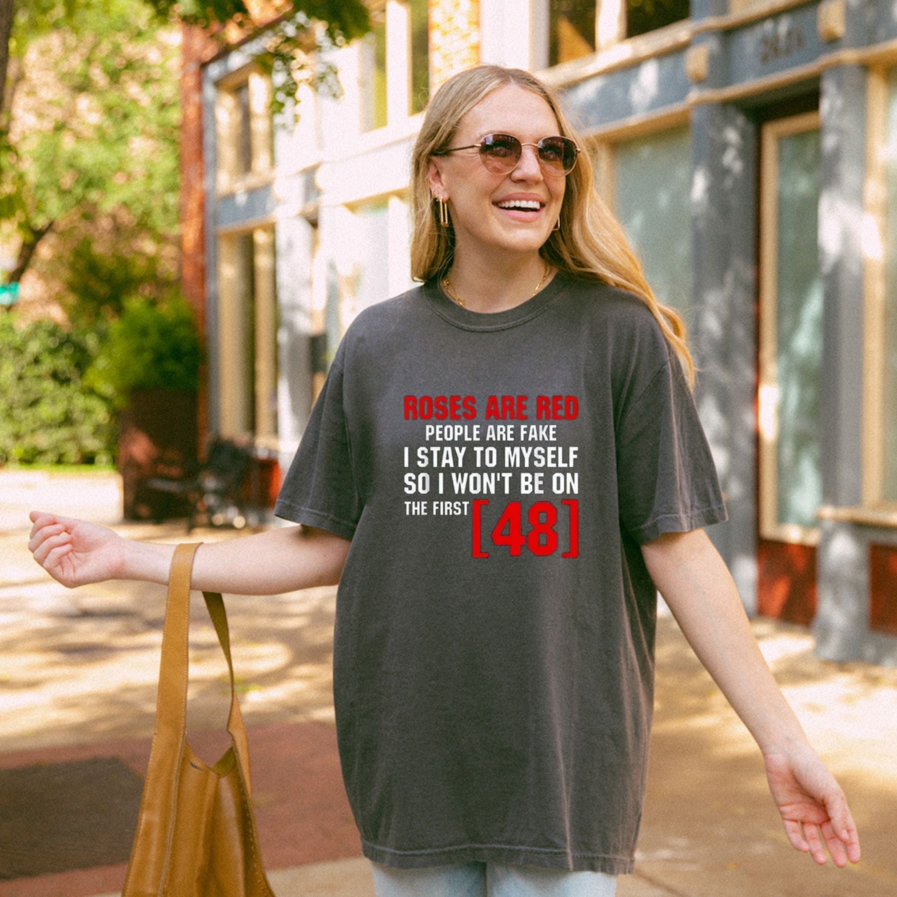 Stay To Myself T-Shirt – Red Roses Fake People Vintage Graphic Tee, Unisex Cotton Shirt