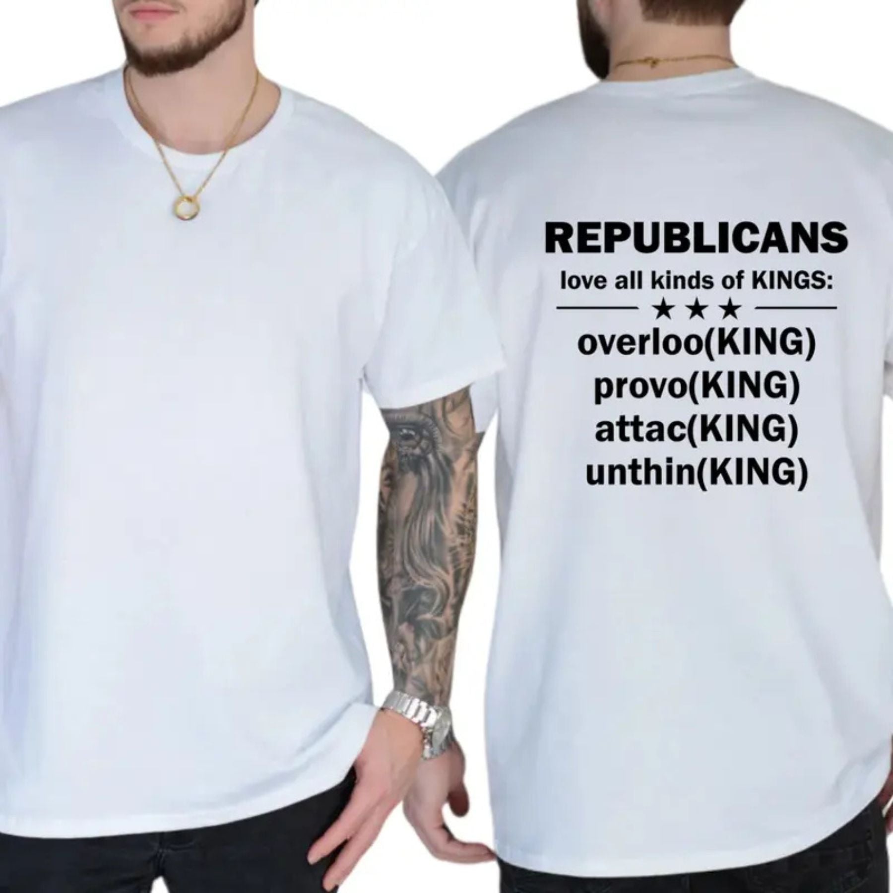 "Republicans Love Kings" Funny Sarcastic Political T-Shirt – Bold Liberal Statement Graphic Top, Urban Streetwear Satire Tee