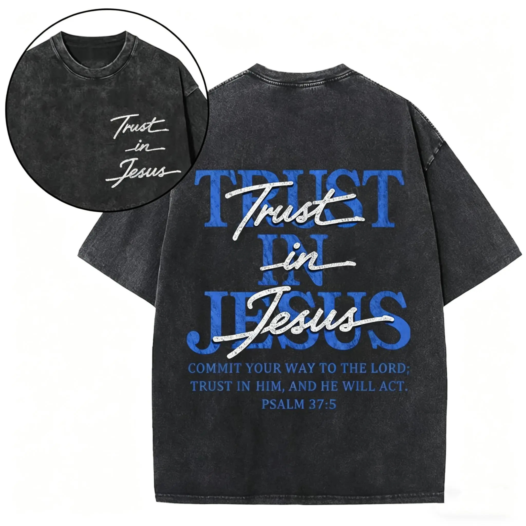 "Commit Your Way" Bible Verse Shirt – Retro Washed Christian Graphic Tee