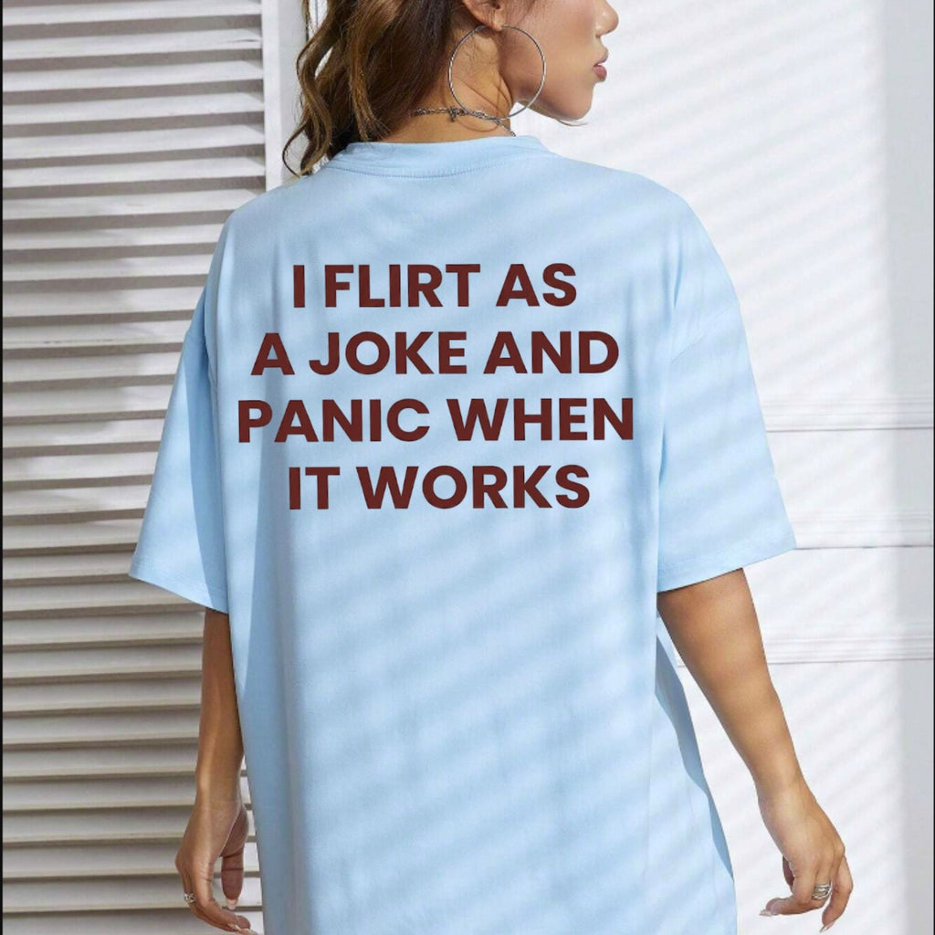 "I Flirt As A Joke" Funny T-Shirt – Sarcastic Social Anxiety Graphic Tee, Premium 100% Cotton Relatable Introvert Top, Made in USA