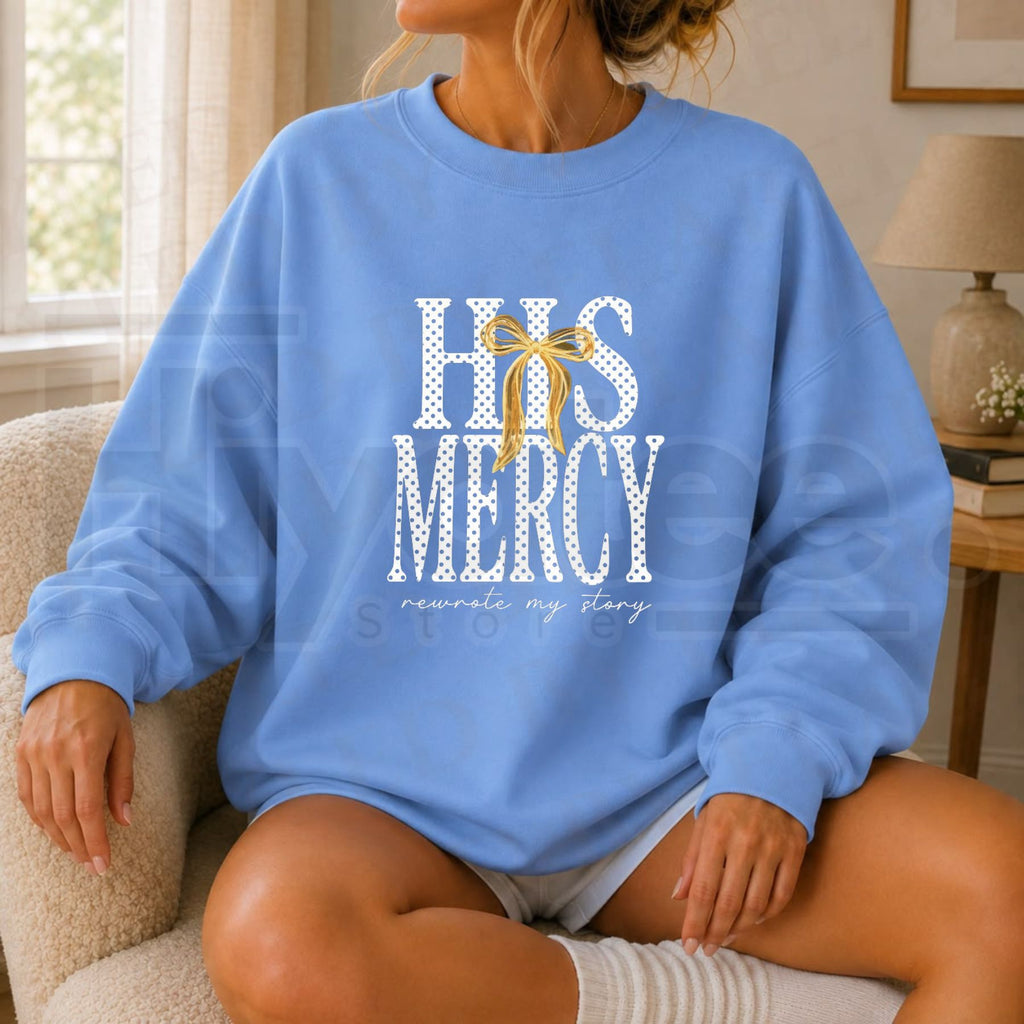 Saturday His Mercy Coyote Sweatshirt, Vintage Western Christian Faith Graphic Pullover