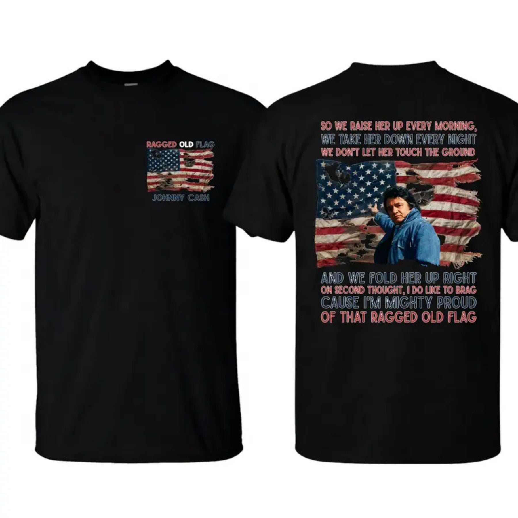 Ragged Old Flag T-Shirt – Vintage Patriotic Country Music Inspired Graphic Tee, Unisex Cotton Shirt