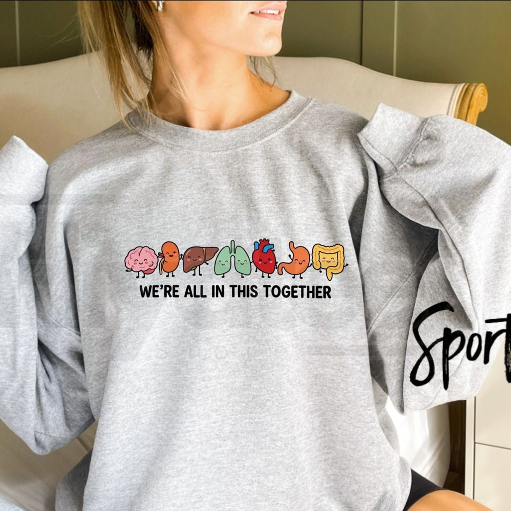 Funny Anatomy Embroidered Sweatshirt – Cute Body Organs Crewneck, Medical Humor Pullover, Gift for Medical Students