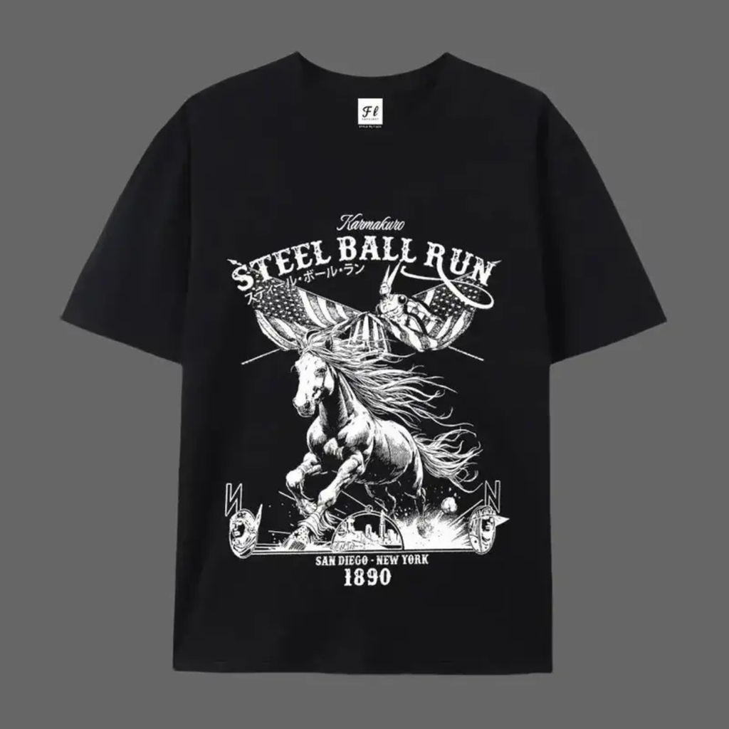 "SBR" Horse Racing American Flag T-Shirt – Retro Western Anime Style Graphic Tee, Unisex Cotton Shirt