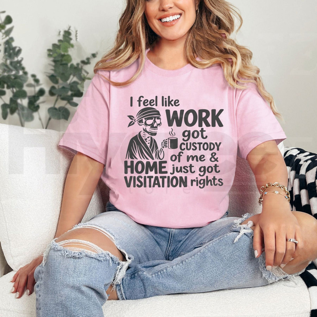 Funny Work Life Skeleton Coffee T-Shirt – Sarcastic Workplace Humor Graphic Tee
