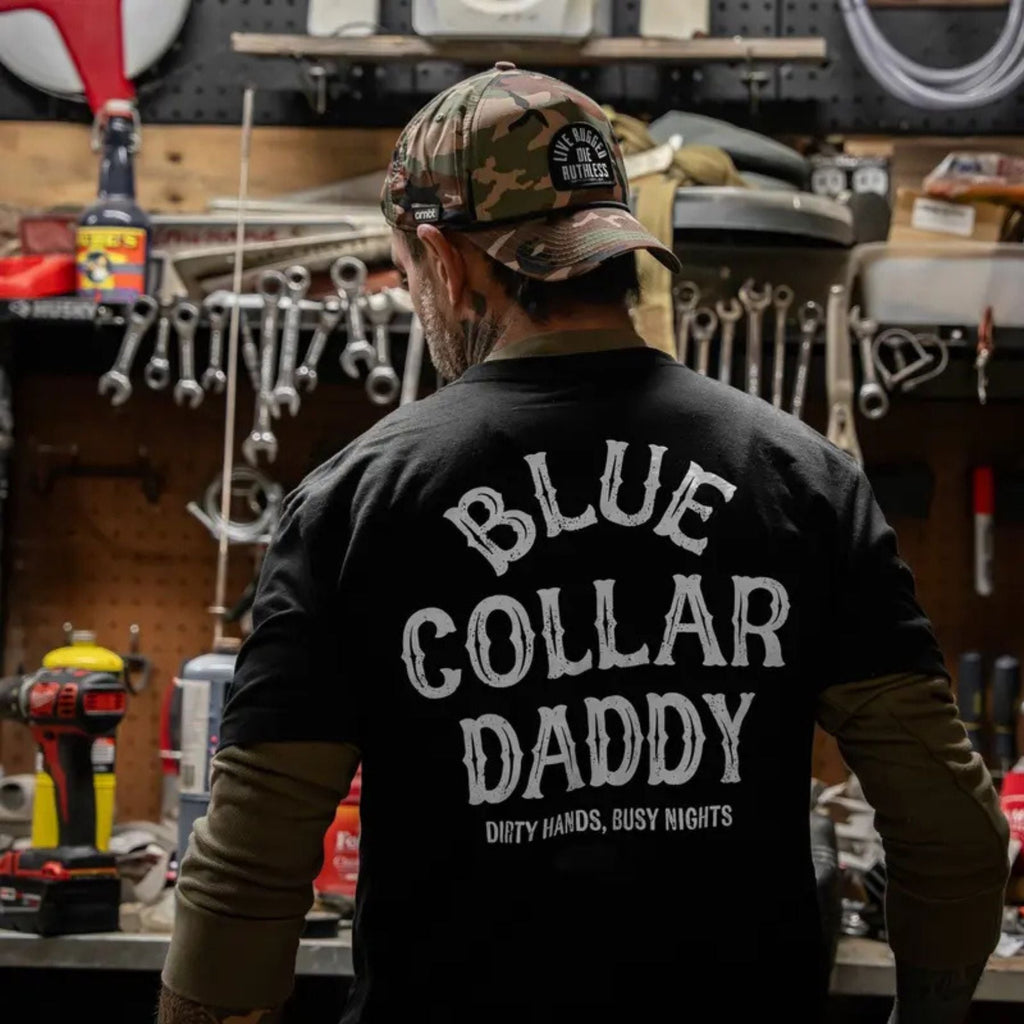 "Blue Collar Daddy" T-Shirt – Industrial Workwear Graphic Tee, Unisex Cotton Shirt