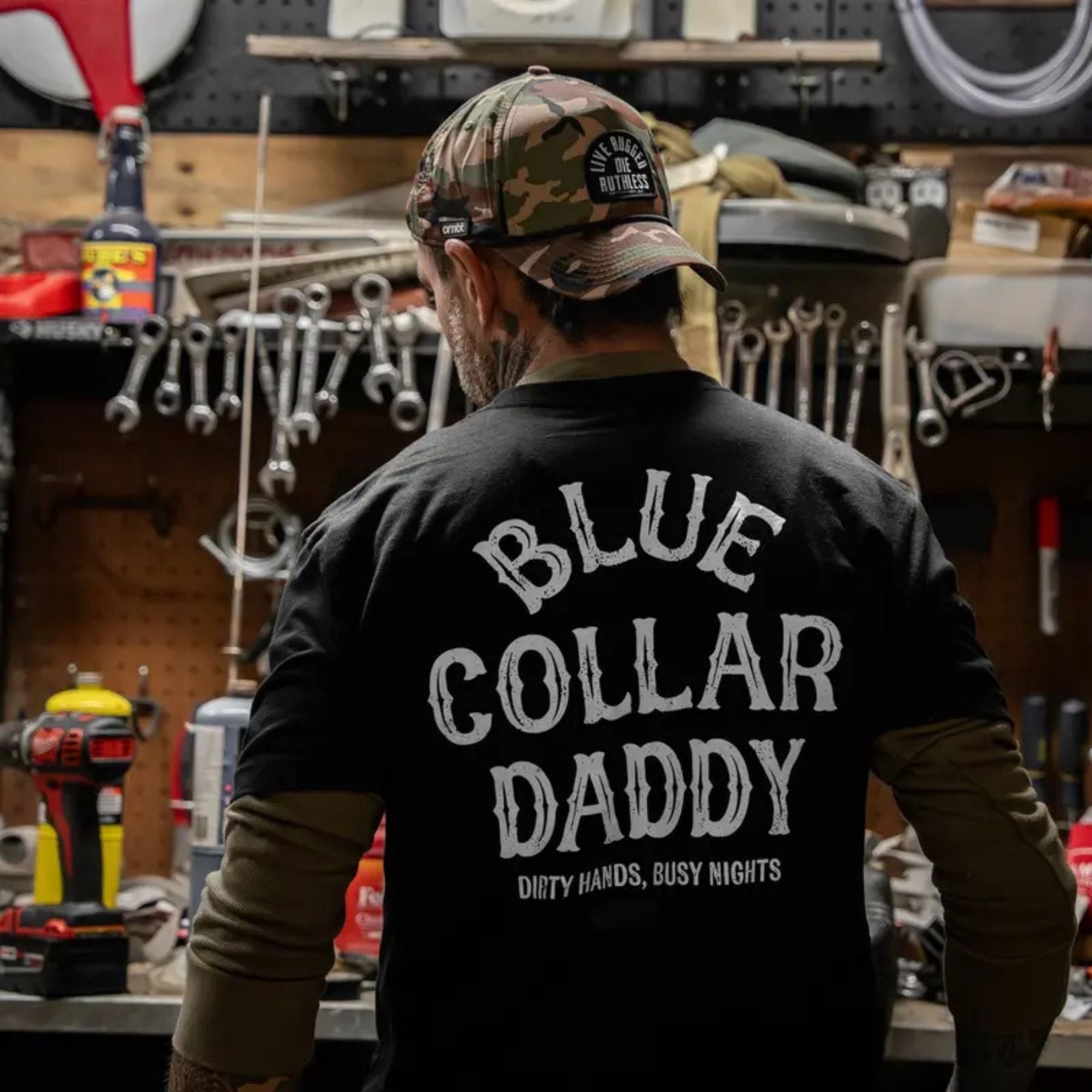 "Blue Collar Daddy" T-Shirt – Industrial Workwear Graphic Tee, Unisex Cotton Shirt