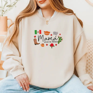 Embroidered "Mamá Hecha en México" Floral Sweatshirt