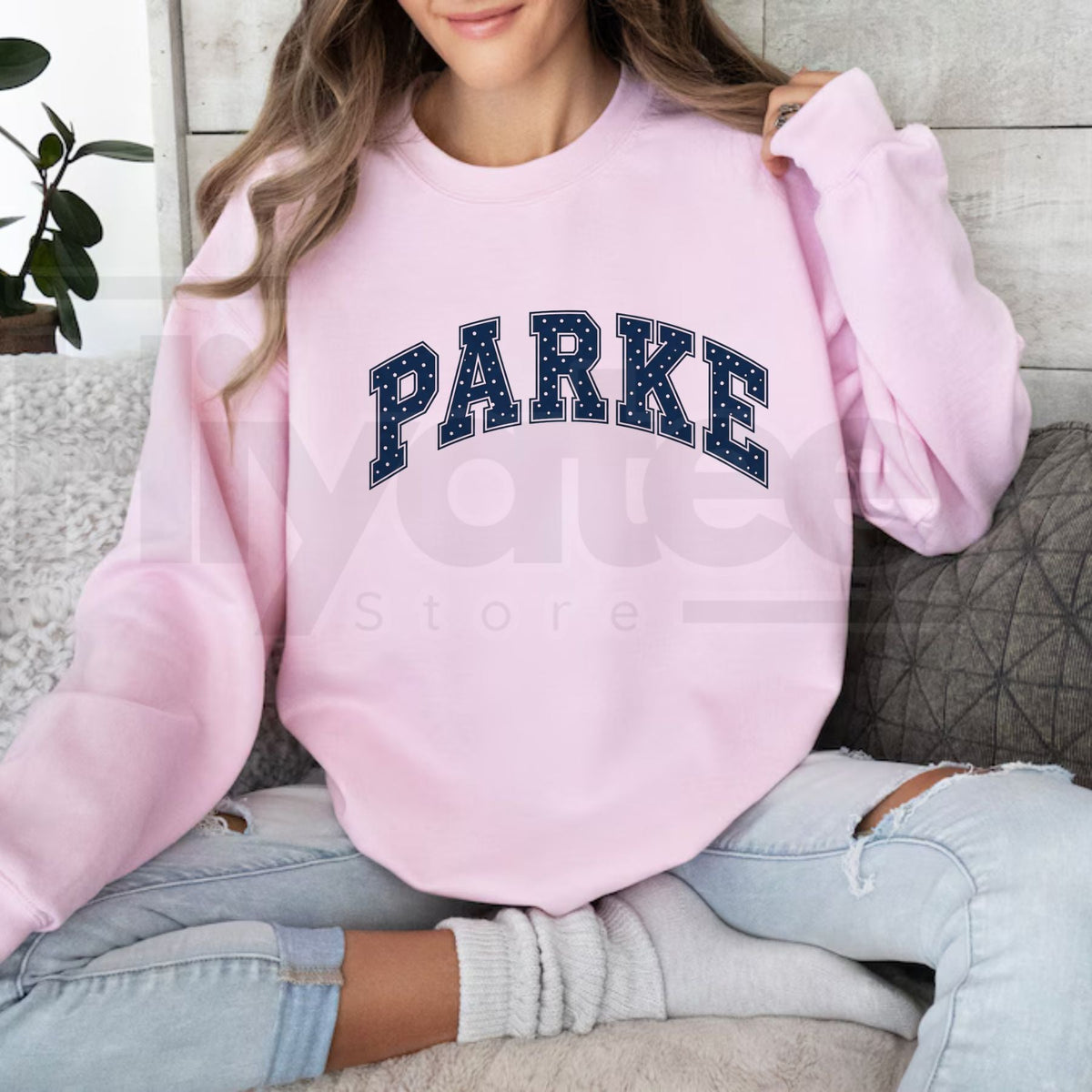 PARKE Embroidered Letter Sweatshirt – Casual Sports & Fitness Crewneck, Trendy Athletic Streetwear Pullover
