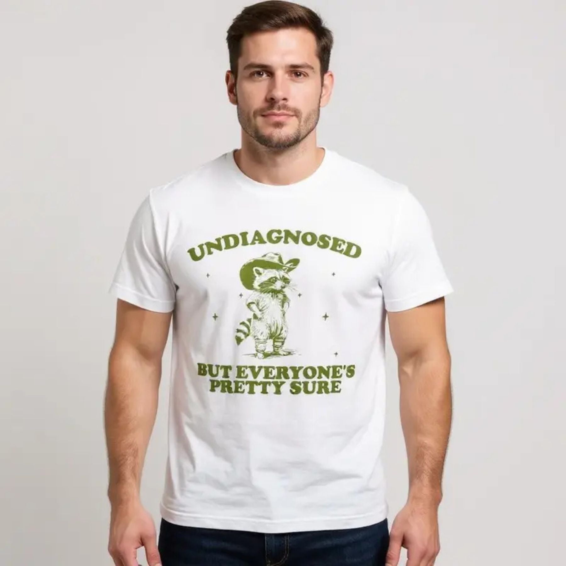 Undiagnosed But Everyone’s Sure T-Shirt – Funny Retro Humor Graphic Tee, Unisex Cotton Shirt
