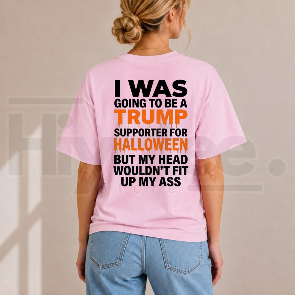 Satirical Political Humor Back Print T-Shirt – Funny Slogan Halloween Party Graphic Tee