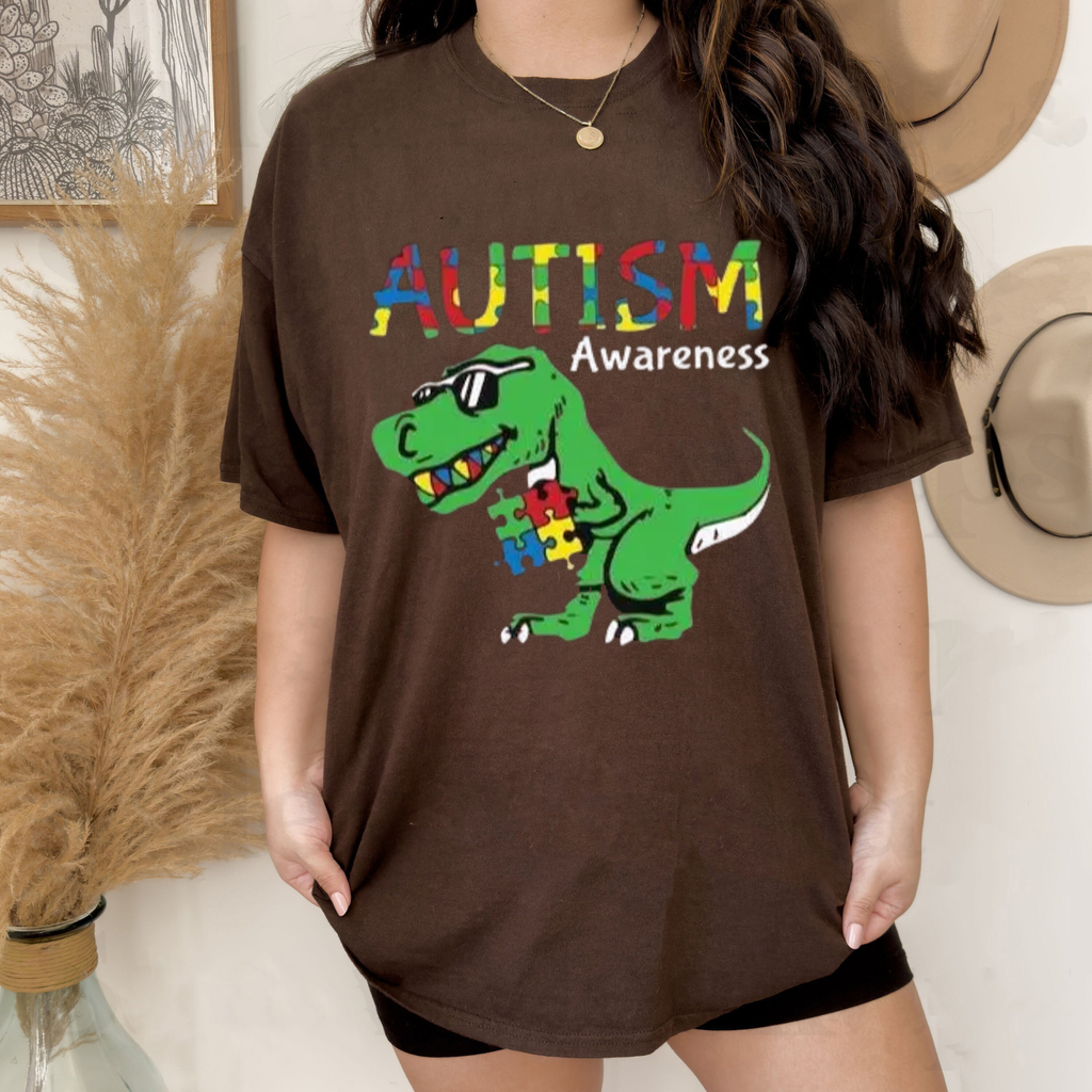 "Ausome Dino" Colorful Autism Tee – Cute Dinosaur Graphic Shirt