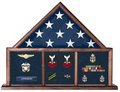 Flag and Medal Display Case, Shadow Box, Combination Flag/Medal - Oak