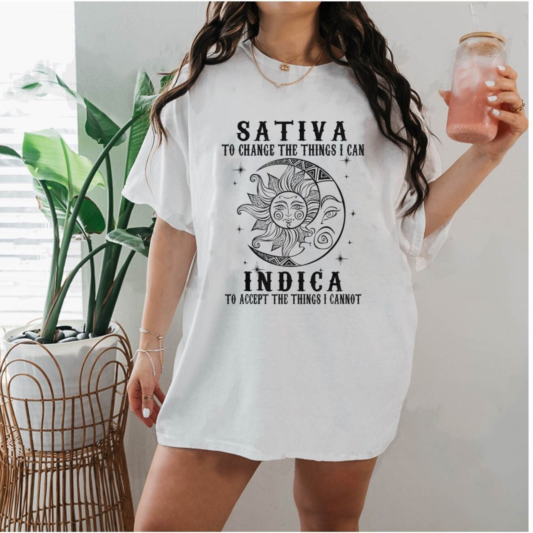 "Sativa vs Indica" Funny Cannabis T-Shirt – Serenity Prayer Weed Graphic Tee, Premium 100% Cotton Stoner Humor Top, Made in USA