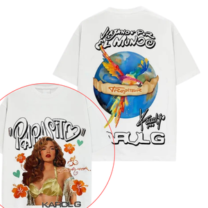 Retro Karol G "Viajando" T-Shirt – Vintage Washed Latin Pop Tee