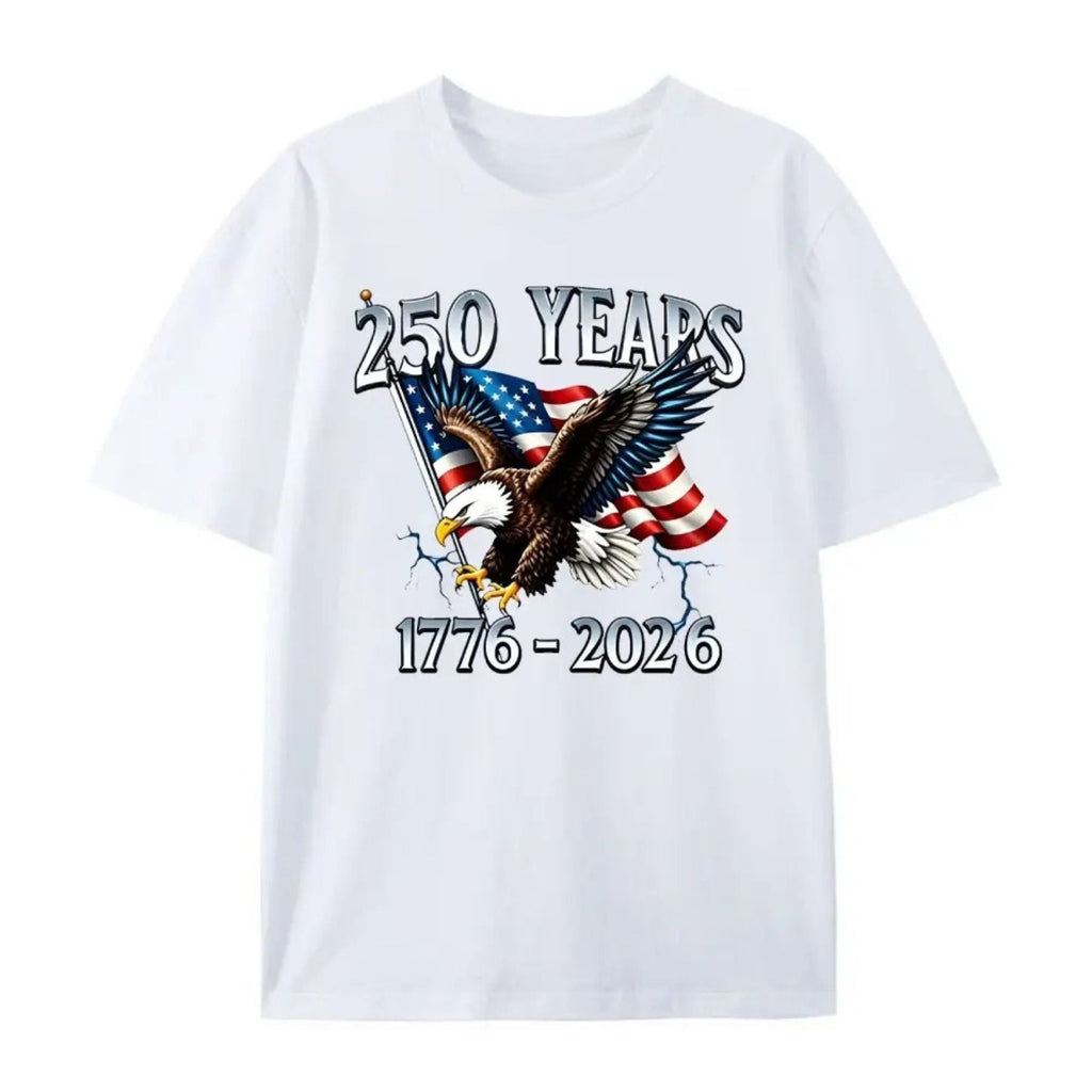 "250 Years of Liberty" T-Shirt – 1776–2026 Eagle & USA Flag Patriotic Graphic Tee, Unisex Cotton Shirt