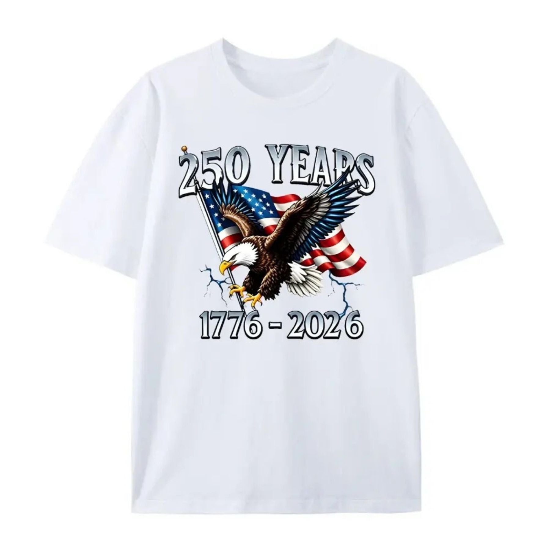 "250 Years of Liberty" T-Shirt – 1776–2026 Eagle & USA Flag Patriotic Graphic Tee, Unisex Cotton Shirt