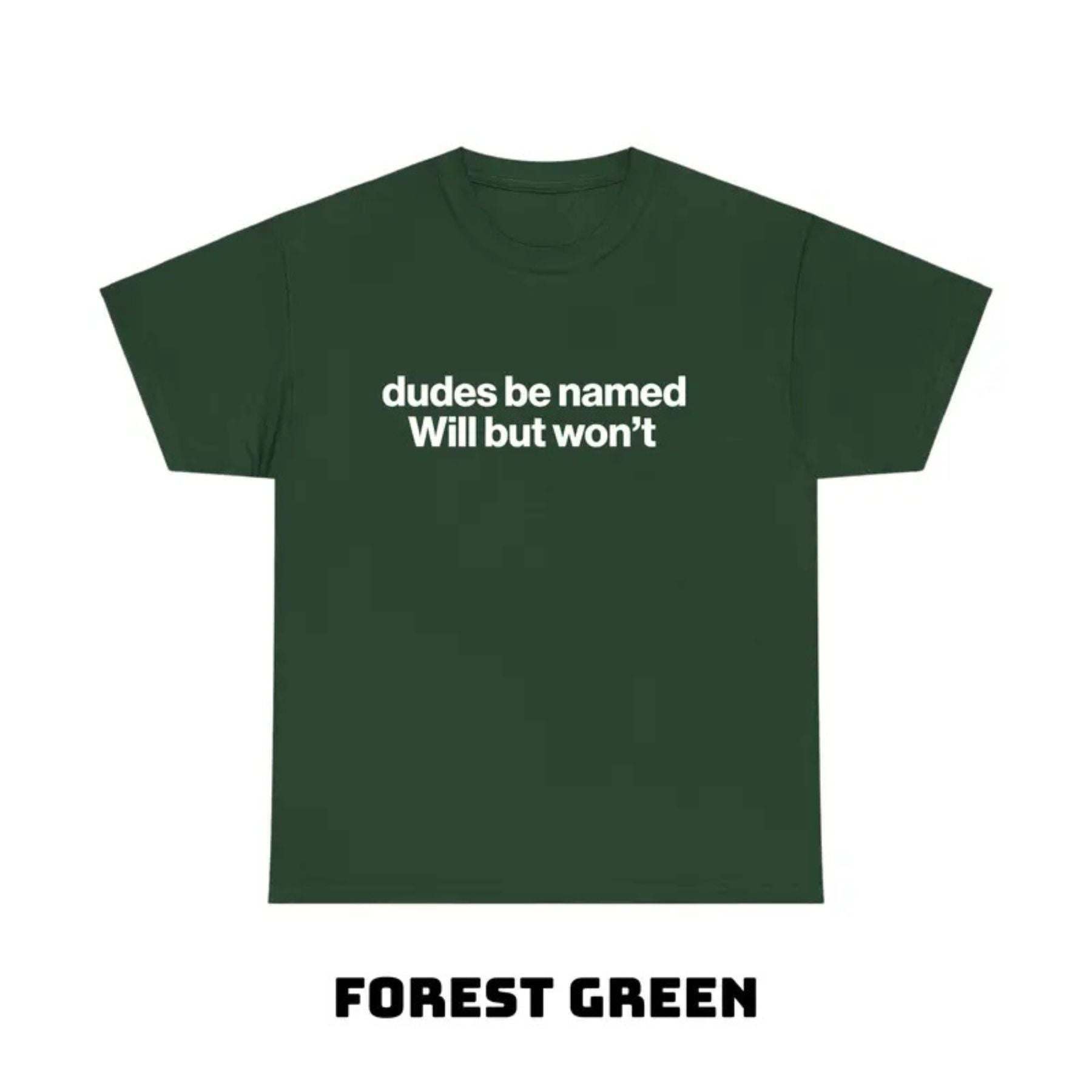 "Dudes Be Named Will But Won’t" Funny T-Shirt – Ironic Sarcastic Graphic Tee, Unisex Cotton Shirt