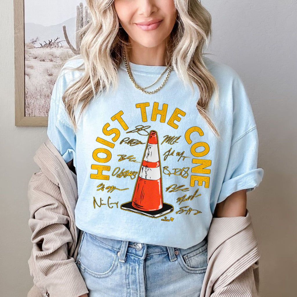 Pittsburgh Baseball "Hoist The Cone" Signatures T-Shirt – Fan-Favorite Black and Gold Graphic Tee, Premium 100% Cotton Steel City Top, Made in USA