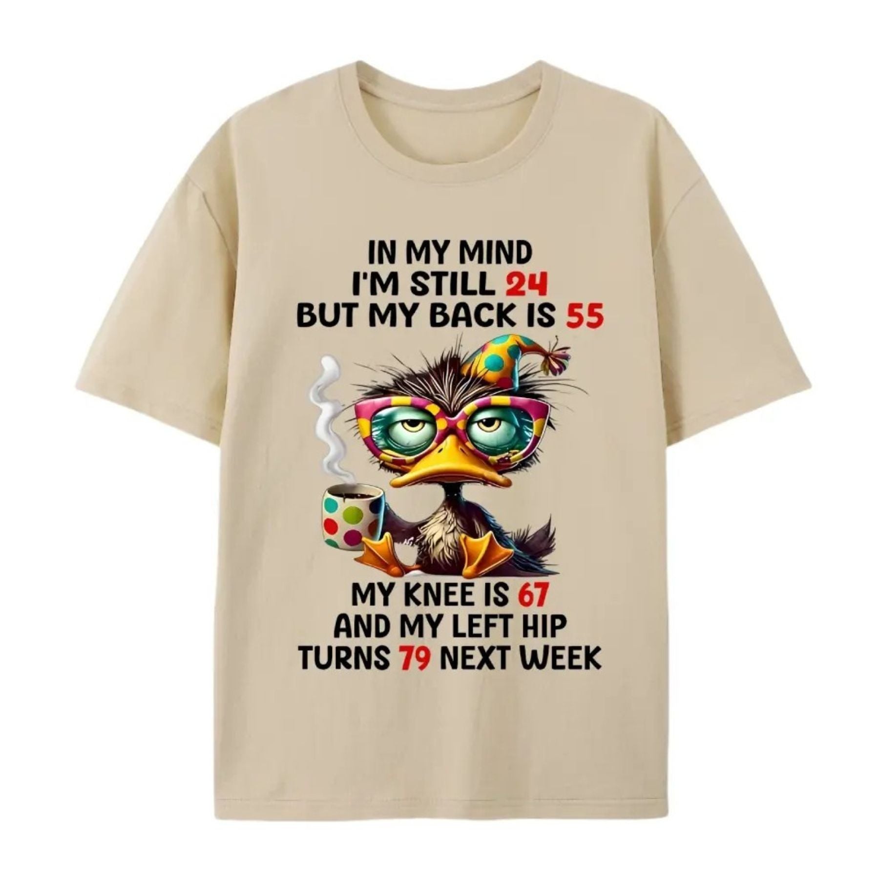 "In My Mind I'm 24, My Back Is 55" Funny T-Shirt – Relatable Aging Humor Graphic Tee, Premium 100% Cotton Sarcastic Dad Top, Made in USA