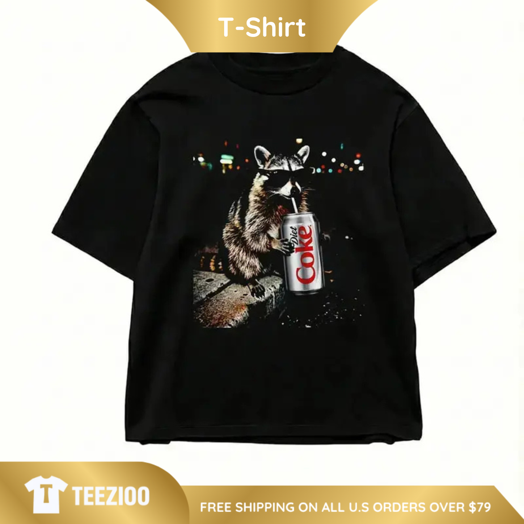 Raccoon Soda Lover Shirt – "Diet Coke" Trash Panda Graphic Tee