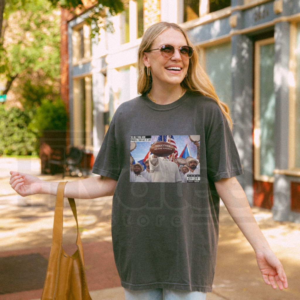 "The Only Thing More Powerful Than Hate Is Love" – Retro Unity Graphic Tee