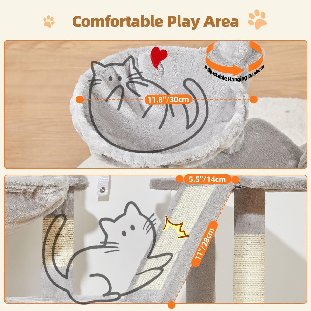 38-Inch Cat Tree for Indoor Cats with Condo, Hammock & Perch