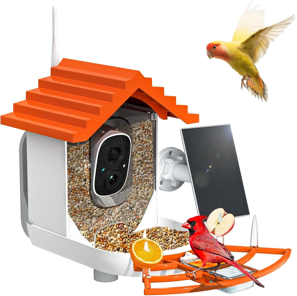 NAVFS Smart Bird Feeder Camera with Solar Panel, 2K Video & AI Bird ID