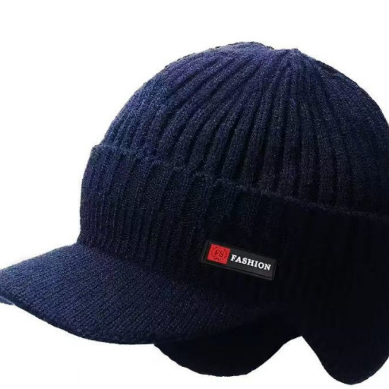 Mens Thick Knitted Outdoor Thermal Earflap Beanie
