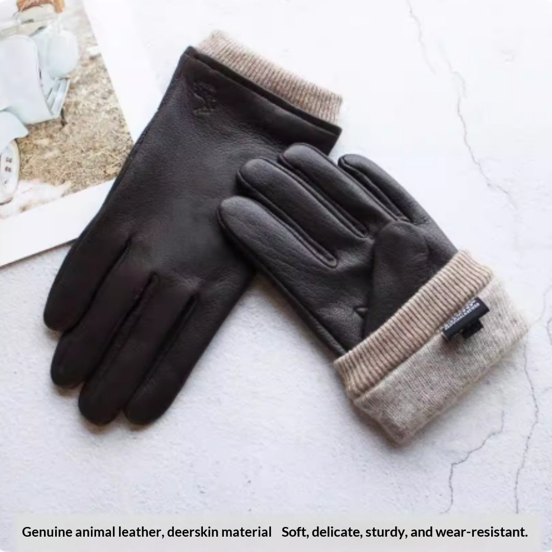 Motorcycle Riding Deerskin Gloves For Men Genuine Leather Sheepskin