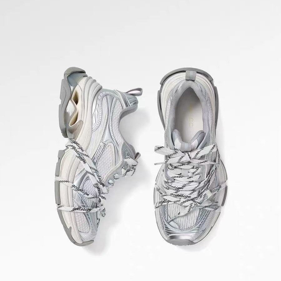 Silver Designer Dad-style Athletic Casual Shoes