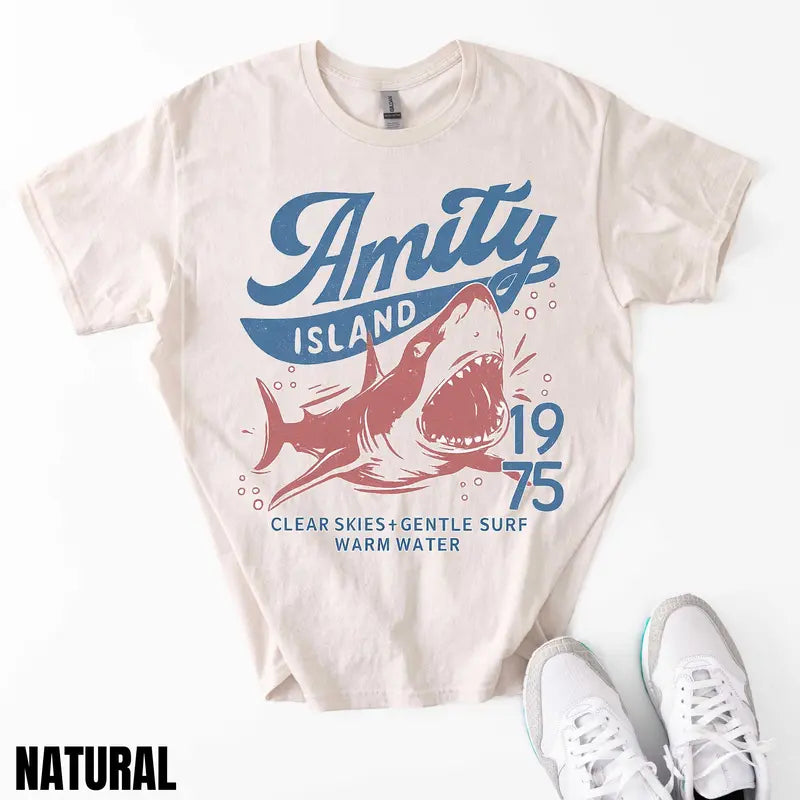Amity Island Summer '75 Heritage Tee – Retro Jaws Inspired Graphic Shirt