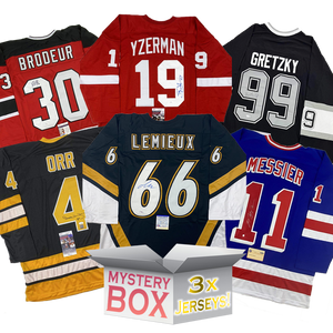 3x Hall of Famers Autographed/Signed Hockey Jerseys Mystery Box with PSA JSA or Beckett COA