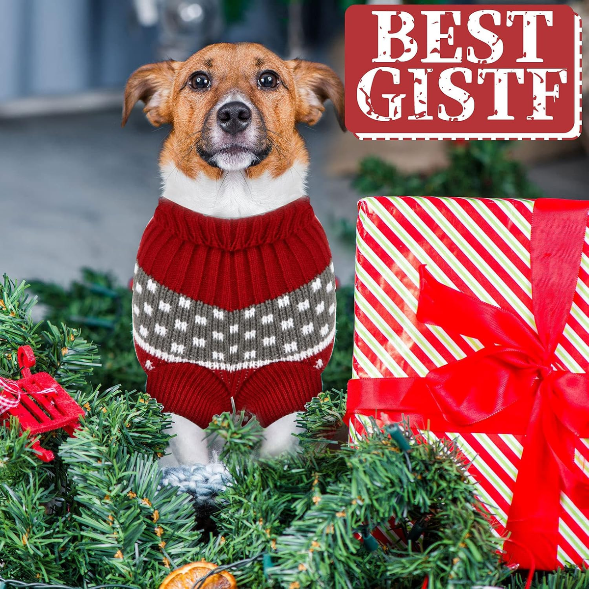 4-Pack Christmas Dog Sweaters, Festive Knit S-XL