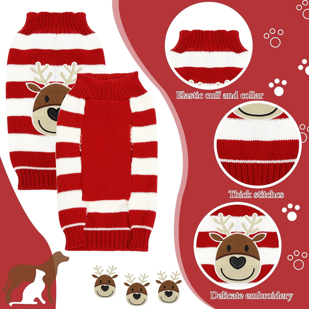 4-Pack Christmas Dog Sweaters, Festive Knit S-XL