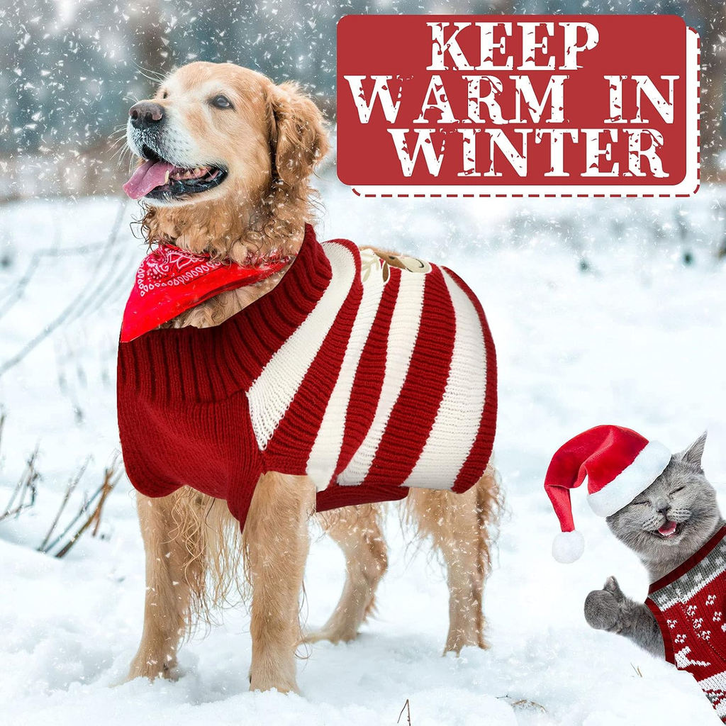 4-Pack Christmas Dog Sweaters, Festive Knit S-XL
