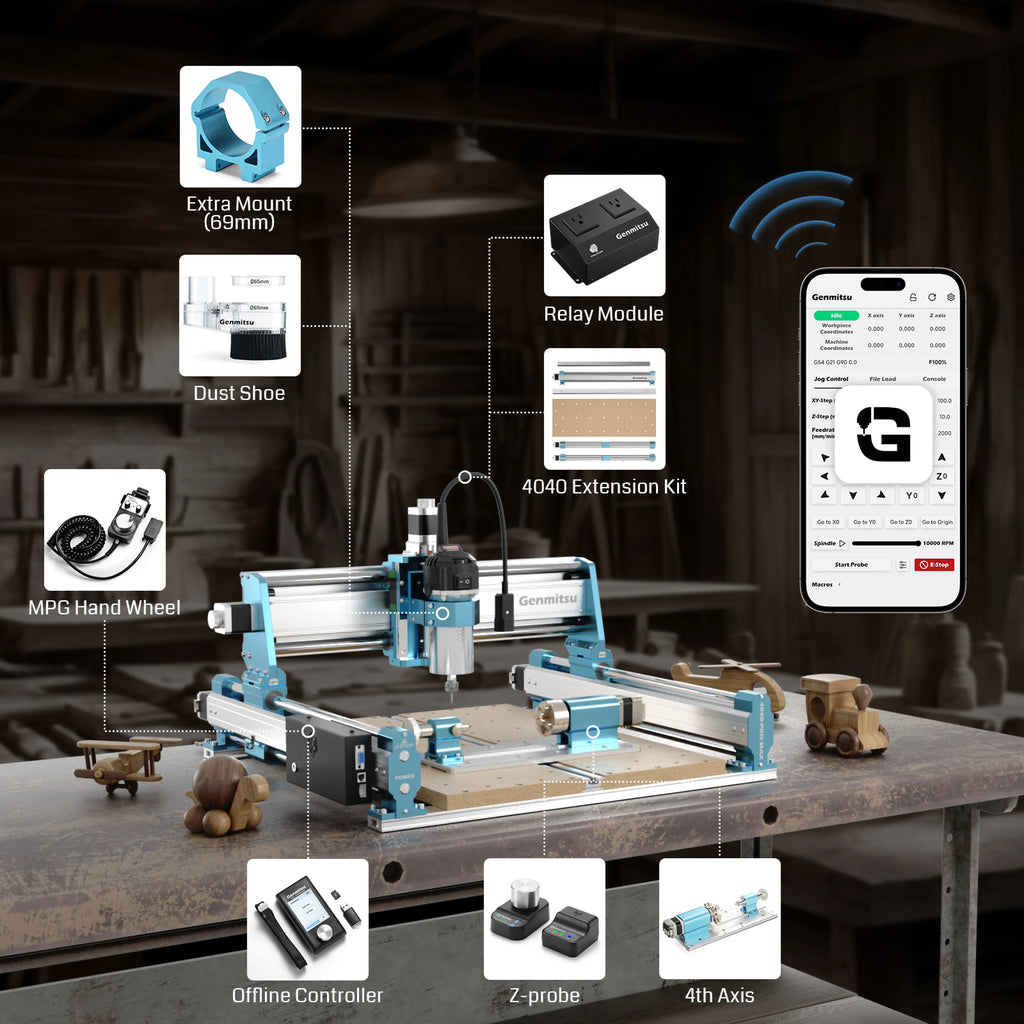 4040-PRO MAX CNC Router Machine, 710W Spindle, Linear Rail, Enhanced XZ Axis, Optional Vectric Bundle