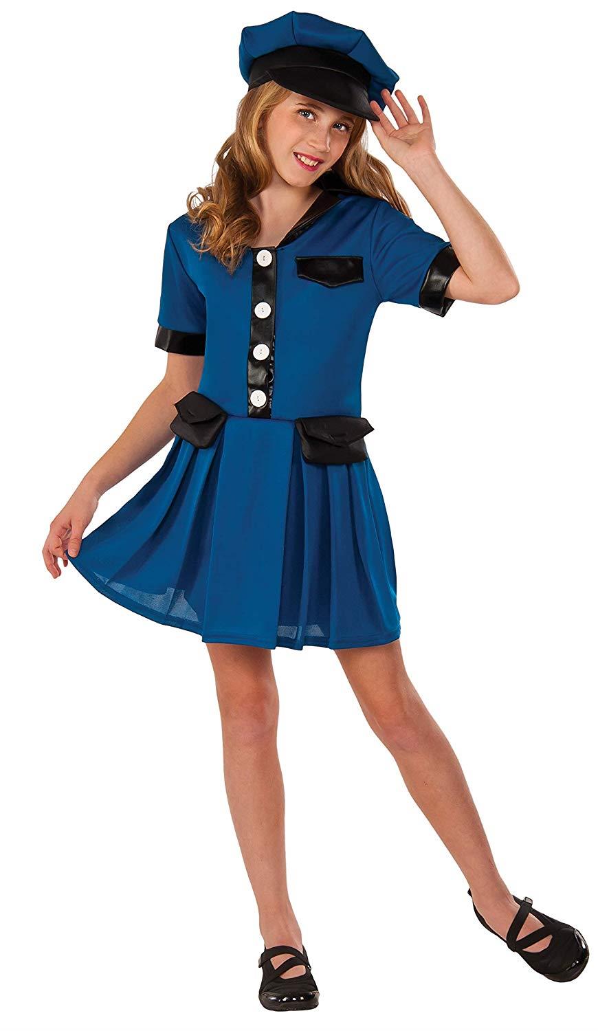 Police Officer Lady Cop Girls Halloween Dress Up Costume Child Small