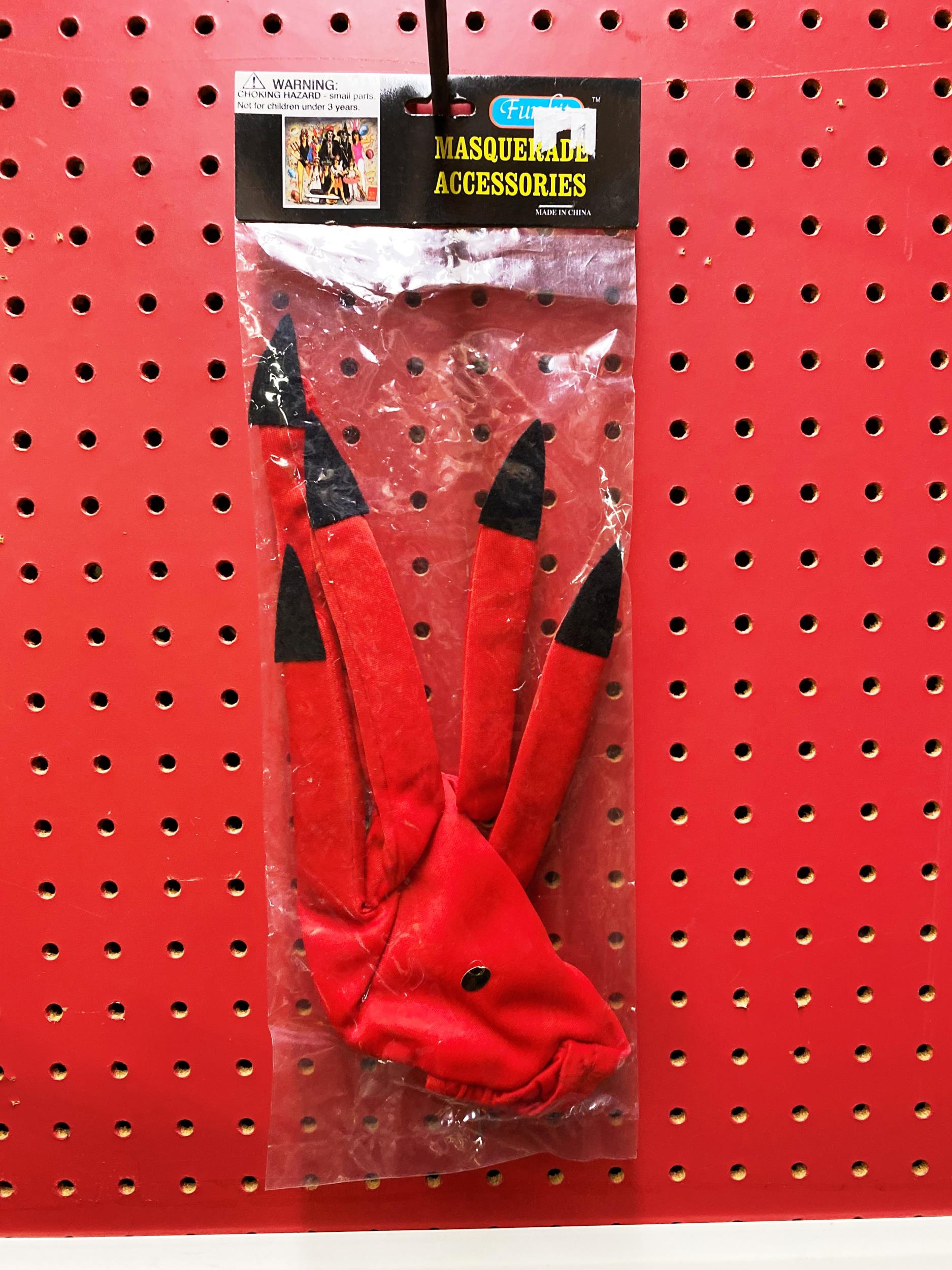 Red Devil Glove With Black Nails Demon Satan