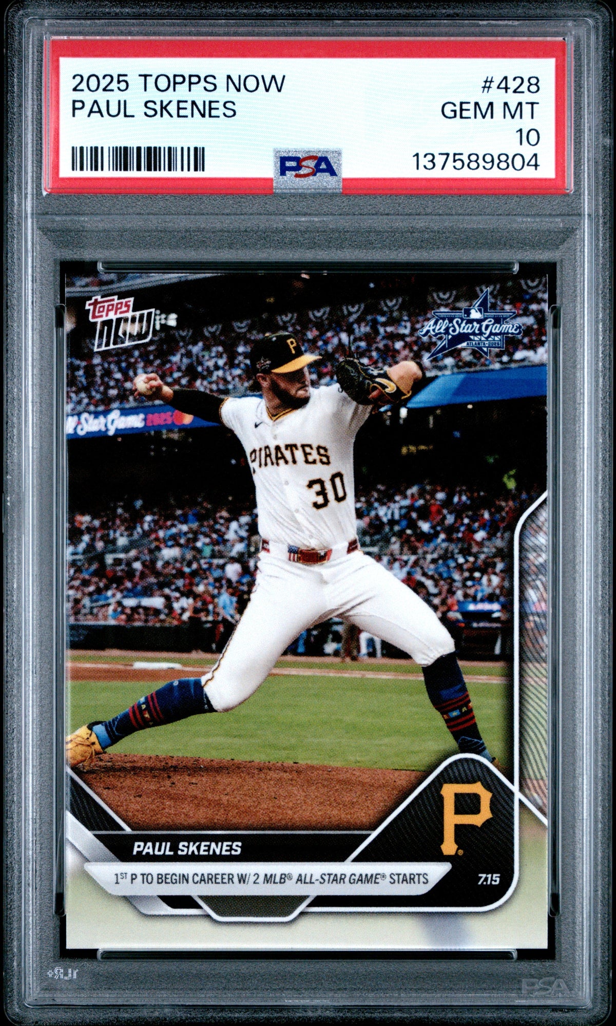 Graded 2025 Topps Now Paul Skenes #428 Baseball Card PSA 10 Gem Mint